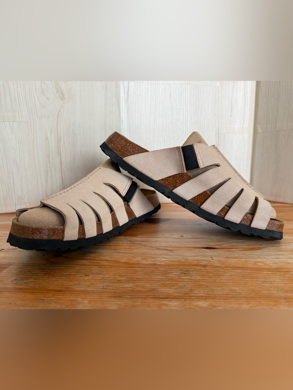 Betula By Birkenstock Nancy Beige Suede Slide Sandal Women’s 9 ELASTIC ADDED ON